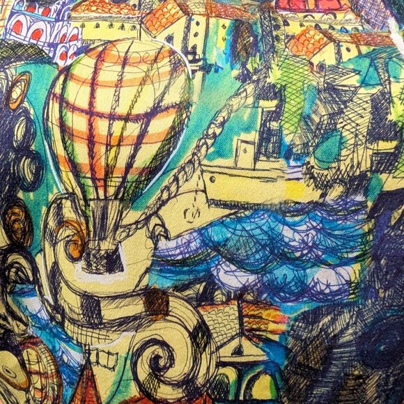 Weston Anthropologie Womens Size M Colorful Cityscapes Sleeveless Peplum Top - Picture 7 of 9